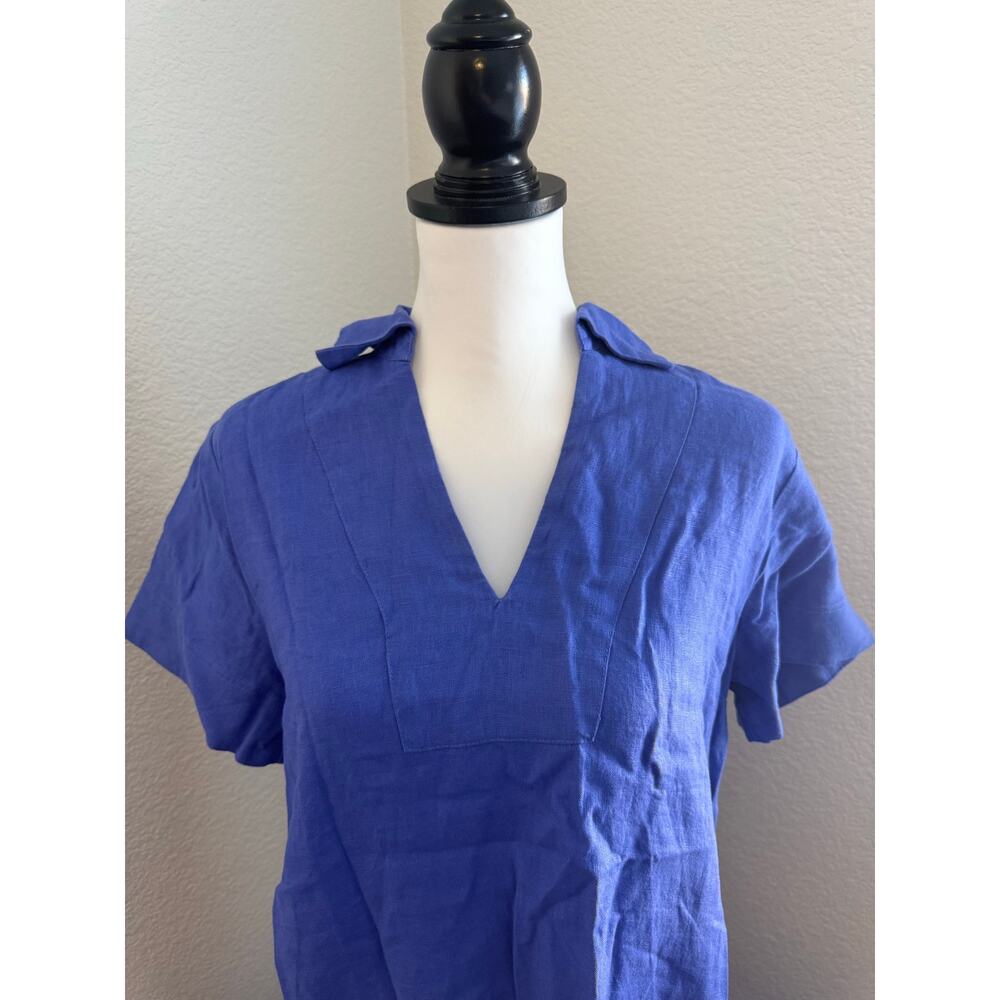 Madewell Palma Mini Dress in 100% Linen Blue Size S NWT - Picture 2 of 10